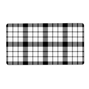 Etiqueta Xadrez branca preta MacFarlane tartan