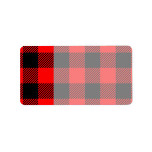 Etiqueta Xadrez de Buffalo Check Red and Black Lumberjack D