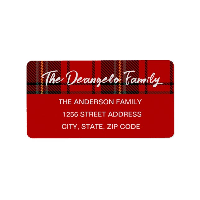 Etiqueta Xadrez de Natal Vermelho Verde (Frente)