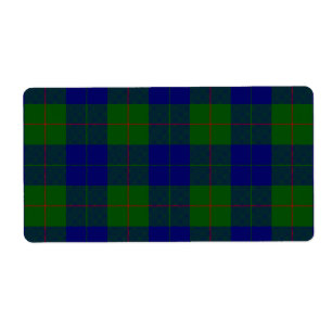 Etiqueta Xadrez do verde azul do tartan do clã de Barclay