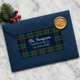 Etiqueta Xadrez Escocês Personalizado de Natal com Endereço