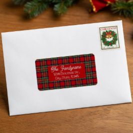 Etiqueta Xadrez Escocês Vermelho Personalizado Natal Etique
