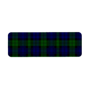Etiqueta Xadrez preta do verde azul do tartan do clã do