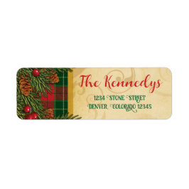 Etiqueta Xadrez tradicional Natal Endereço do Tartan