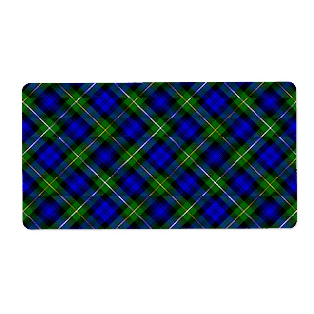 Etiqueta Xadrez verde azul Campbell tartan (Frente)
