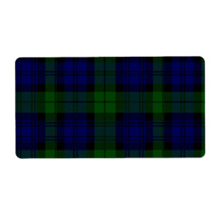 Etiqueta xadrez verde azul de tartan Black Watch