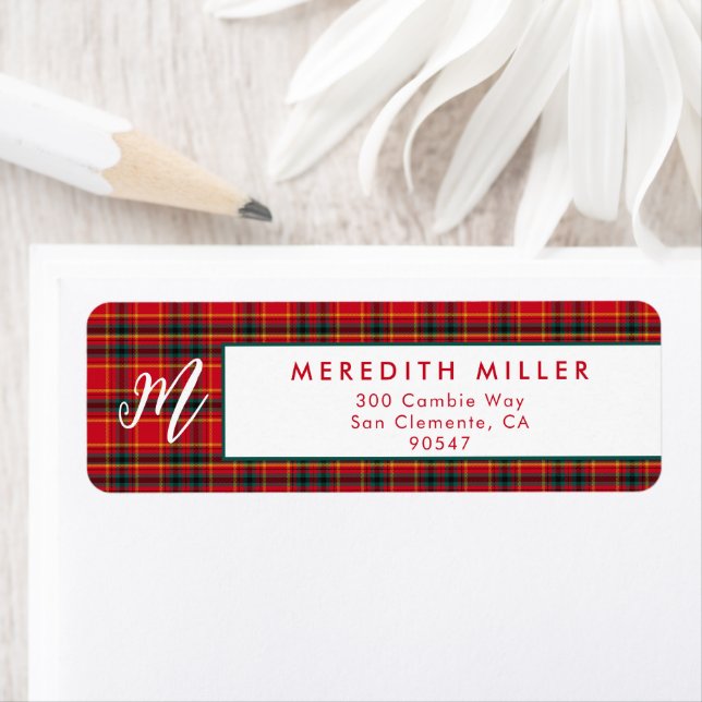 Etiqueta Xadrez Vermelha e Verde do Natal Tradicional (Insitu)