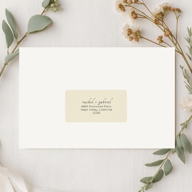 Etiqueta Yellow | Chic Simple Clean Wedding Address  (Criador carregado)