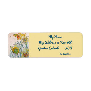 Etiqueta Yellow Daffodil Watercolour Return Address Labels