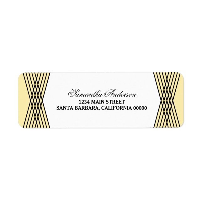 Etiqueta Yellow Elegant Deco Address Labels (Frente)
