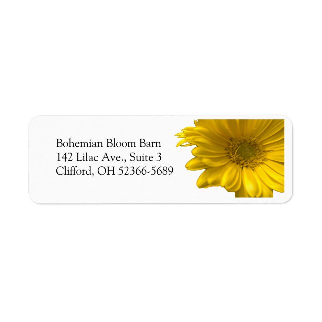 Etiqueta Yellow Gerbera Daisy Address Label (Frente)