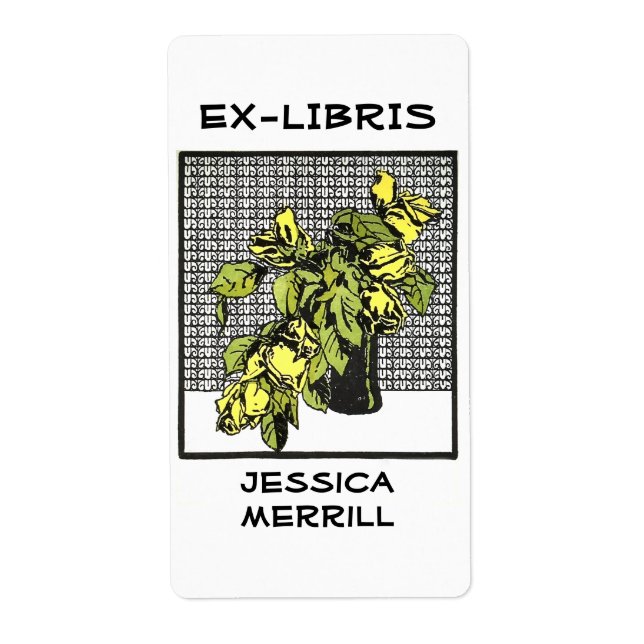 Etiqueta Yellow Rose Bookplate Ex-Libris (Frente)