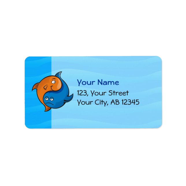 Etiqueta Yin Yang Fish Cartoon (Frente)