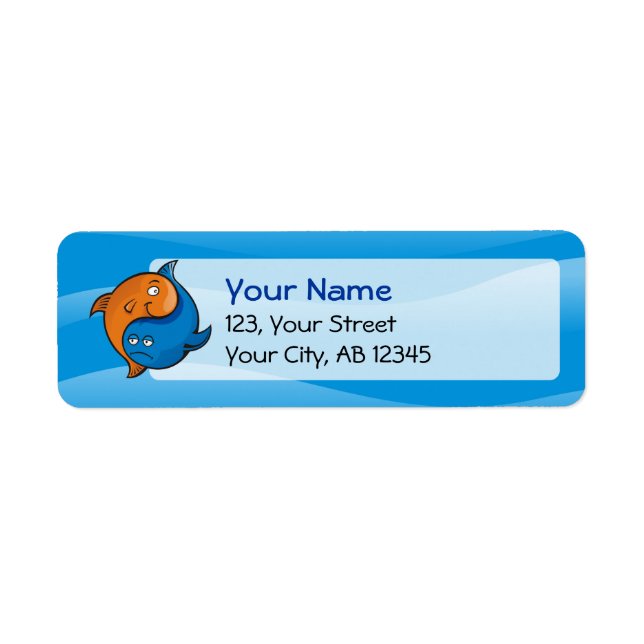 Etiqueta Yin Yang Fish Cartoon (Frente)