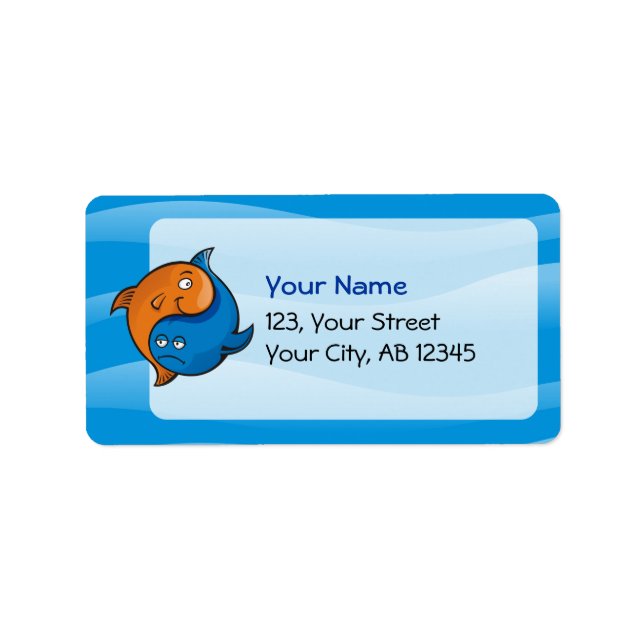 Etiqueta Yin Yang Fish Cartoon (Frente)
