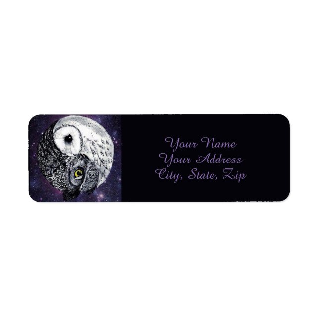 Etiqueta Yin Yang Owls (Frente)