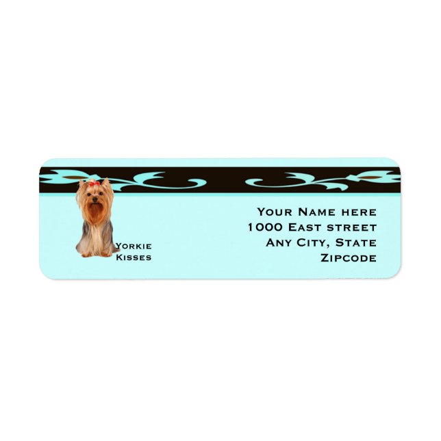 Etiqueta Yorkshire Terrier, Turquoise & Black Design (Frente)