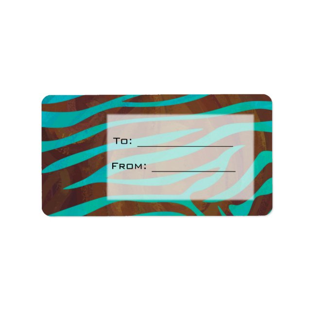 Etiqueta Zebra Brown e Teal com Monograma (Frente)