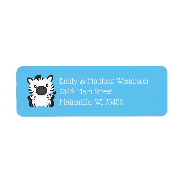 Etiqueta Zebra Chá de fraldas Safari Blue Boy (Frente)