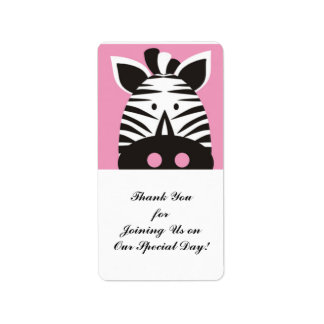 Etiqueta zebra fofo em rosa
