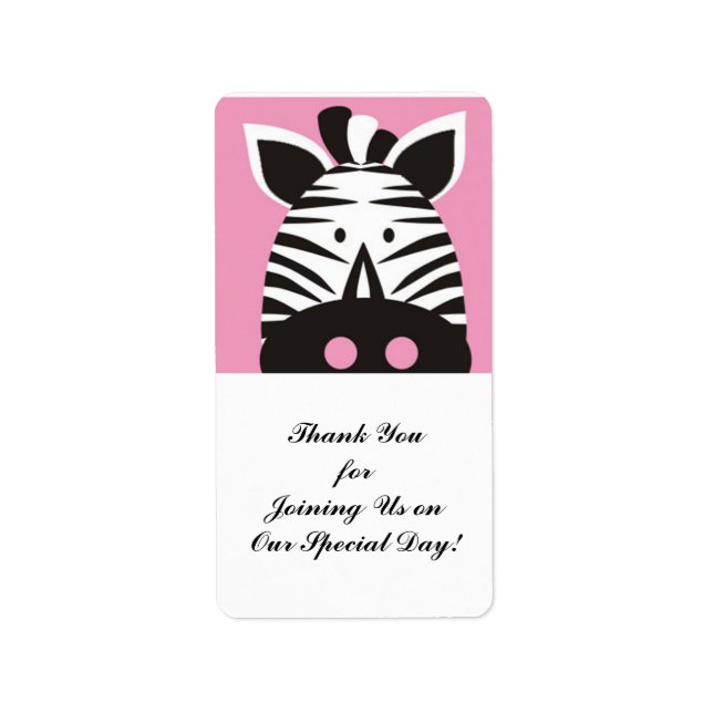 Etiqueta zebra fofo em rosa (Frente)