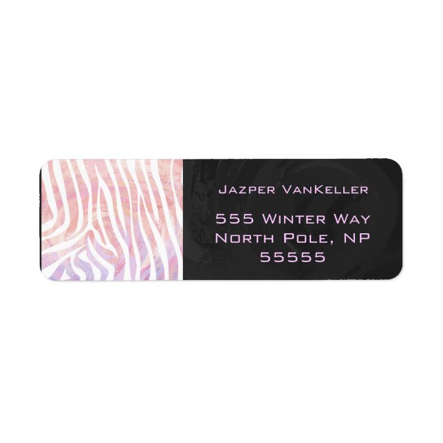 Etiqueta Zebra Monograma Rosa e Branco (Frente)
