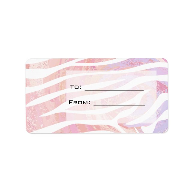 Etiqueta Zebra Monograma Rosa e Branco (Frente)