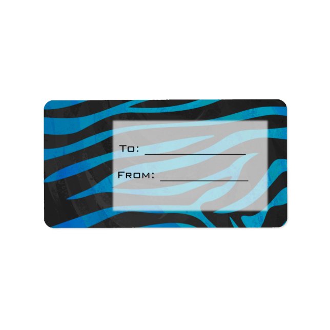 Etiqueta Zebra Preta e Azul com Monograma (Frente)