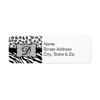 Etiqueta Zebra Preta e Branca e Pele Cheeta Personalizada