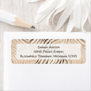 Etiqueta Zebra skin Animal, selva safari endereço de retorn