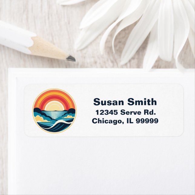 Etiqueta Zen Art Deco Sunset sobre Água (Insitu)