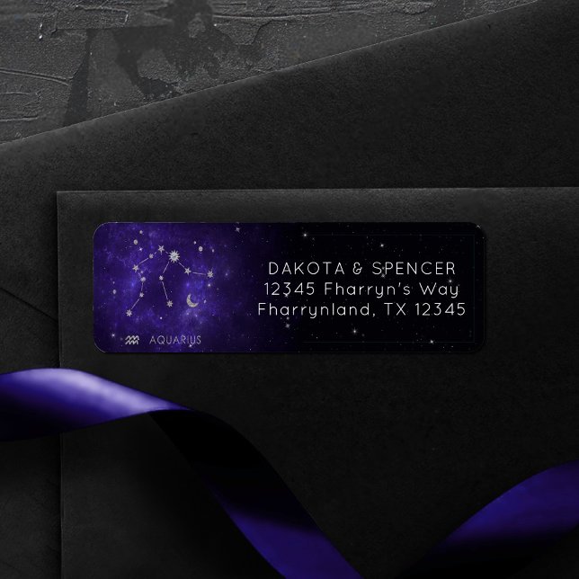 Etiqueta Zodiac Purple Aquarius | Astrologia Horóscopo (Criador carregado)