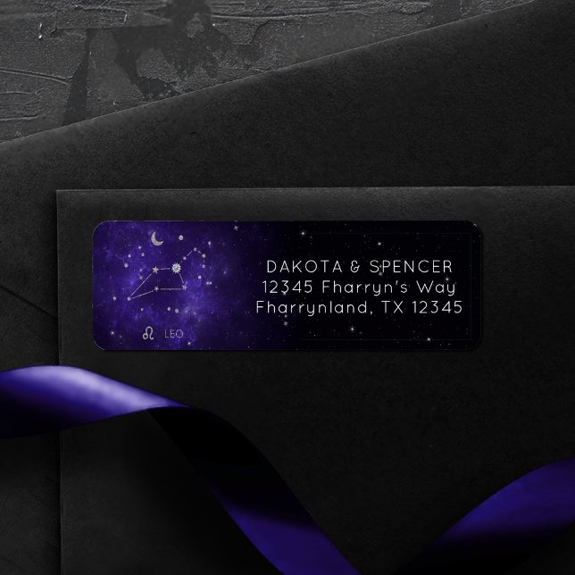 Etiqueta Zodiac Purple Leo | Astrologia Cósmica Horoscópio (Criador carregado)