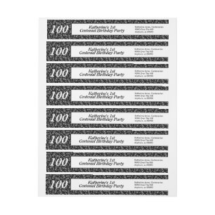 Etiquetas 100th Endereço do remetente do preto do teste