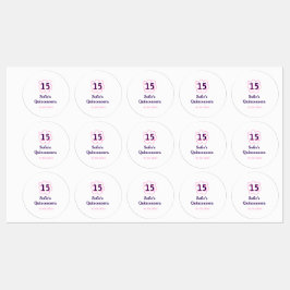Etiquetas 15 quinceanera feliz aniversário rosa púrpura