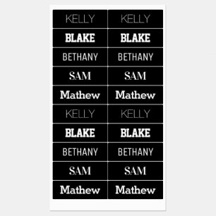 Etiquetas 5 Nomes Únicos Preto e Branco