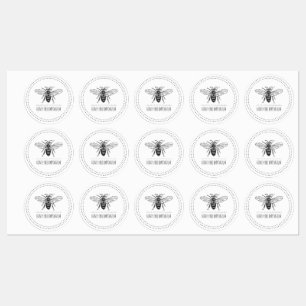 Etiquetas Abelha Mel Desenhada À Mão Em Círculo