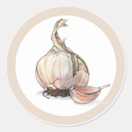 Etiquetas adesivas de círculo com sabor a alho