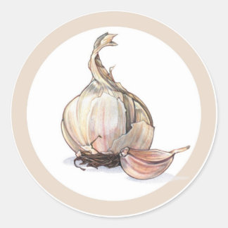 Etiquetas adesivas de círculo com sabor a alho