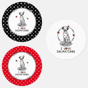 Etiquetas Adoro Dalmatianos (preto 1) Corações Bonitos