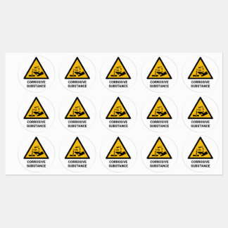 Etiquetas Advertência sobre a substância corrosiva, química 