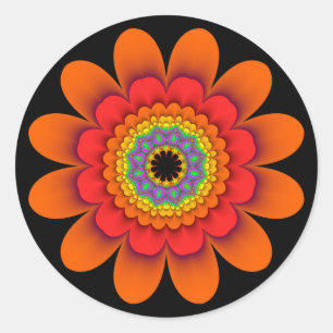 Etiquetas alaranjadas de flower power do Fractal