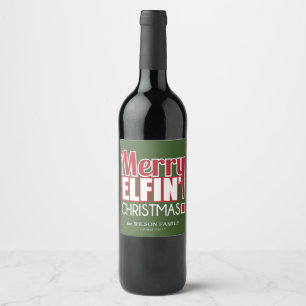 Etiquetas alegres engraçadas do vinho do Natal de