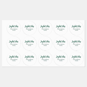 Etiquetas Alegria vibe o nome da família de Natal verde