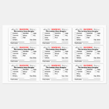 Etiquetas Alergênicas com Nome de Comida para Reci