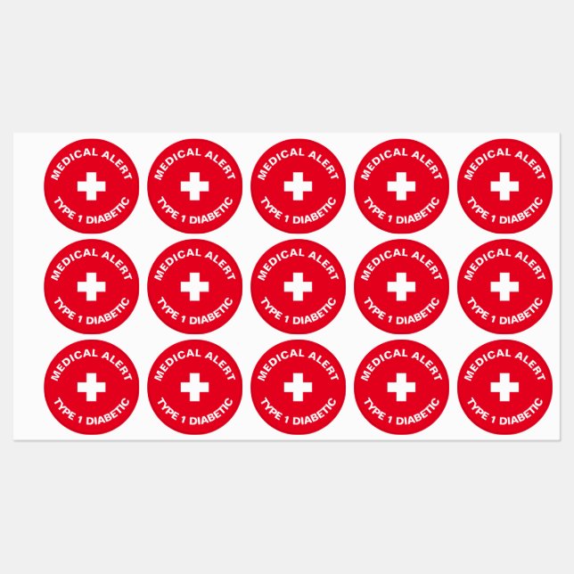 Etiquetas Alerta Médico Personalizado Vermelho Diabético (Folha)