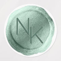 Aqua Mint Foil Wax Seal Iniciais Monograma de Casa
