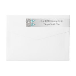 Etiquetas Arco Azul Teal Sequins e Diamante