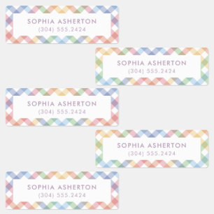 Etiquetas Arco-Íris xadrez, simples e personalizado