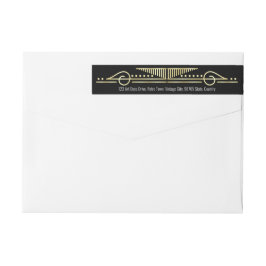 Etiquetas Art Deco Casamento Dourado Gatsby Endereço de Devo